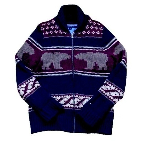 MENS TOMMY HILFIGER SHAWL COLLAR FULL ZIP HEAVY WOOL BLEND SWEATER CARDIGAN $299 - Picture 1 of 9